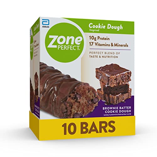 ZonePerfect Protein Bars, 16 vitamins & minerals, 11g protein, Nutritious Snack Bar, Brownie Batter Cookie Dough, 10 Count