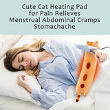 CRIMMY Heating Pad for Menstrual Cramps Period & Neck Shoulder Pain Relief, Portable Cuddly 19.7" Plush Cat with a Hot Soft Belly USB Powered, Gift for Daughter Girlfriend Wife (Brown)