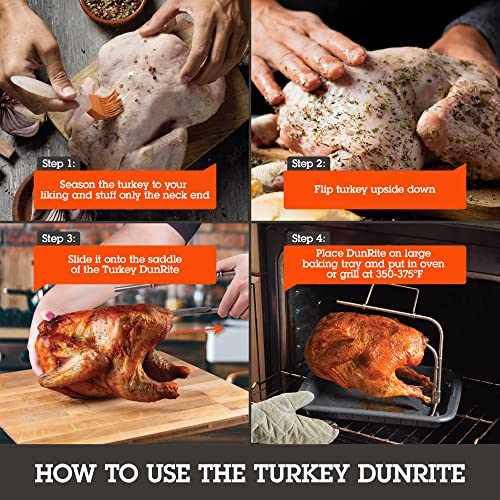 Camerons Turkey Roaster - Original Upside Down Turkey Dunrite Stainless Steel Cooker - Keeps Juices Inside Meat, Not Outside the Pan - Great for Cooking Roast for Christmas Turkey Dinner - XMas Gift