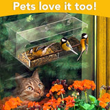 Window Bird Feeder with Strong Suction Cups, (2024) Bird House Window - Squirrel Proof Enhanced Suction, Bird Watching for Cats, Elderly - Clear Bird Feeders for Window Viewing-Bird Feeder Window Tray