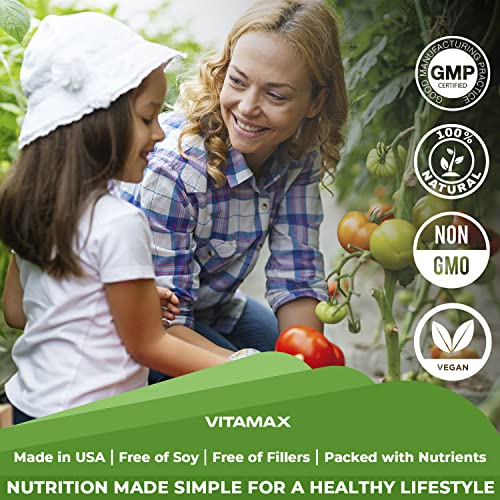 Vitamax Super Fruit and Vegetable Supplements – Organic Whole Superfood Vitamins & Minerals – 90 Veggie and 90 Fruit Capsules for Women, Men, and Kids - Soy Free – Made in The USA