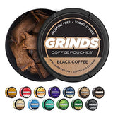 Grinds Coffee Pouches | 3 Cans of Black Coffee | 18 Pouches Per Can | 1 Pouch eq. 1/4 Cup of Coffee (Black Coffee)