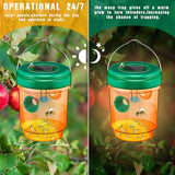 4 Pack Wasp Traps Outdoor Hanging Fly Traps with UV LED Light Solar Powered Hornet Trap Non-Toxic Reusable Hornet Traps Wasp Killer for Indoor Outdoor Patio Garden Home (Orange)