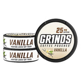 Grinds Coffee Pouches | 3 Cans of Vanilla | 18 Pouches Per Can | 1 Pouch eq. 1/4 Cup of Coffee (Vanilla)