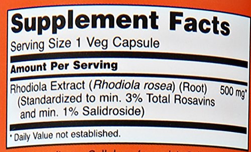 NOW Rhodiola Rhodiola Rosea 500mg, 60 Capsules (Pack of 2)