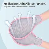 LEFEKE Medical Restraint Gloves - 2Pcs, Hand Protective Gloves for Dementia Patients or Elderly, Autistic Child, Bed Restraints Mitts, Limb Holder, Movement Limited Ties for Hands (Pink)