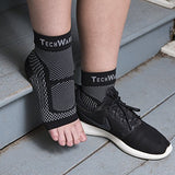 TechWare Pro Ankle Brace Compression Sleeve - Relieves Achilles Tendonitis, Joint Pain. Plantar Fasciitis Foot Sock with Arch Support Reduces Swelling & Heel Spur Pain. (Black, L/XL)