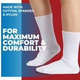 Hospital Socks for Men with Grips, Non Slip Socks for Men, Non Slip Socks for Men, Women, & Elderly, Diabetic Socks for Men 9-12, Extra Wide Socks for Swollen Feet - 4 Pair White