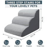 Mutsutaz Dog Stairs for Small Dogs,3- Step Dog Stairs for Couch and High Beds, 15.7” Height Dog Steps Suit for Elderly and Injured Dogs and Cats to Climb Beds and Sofas,Grey