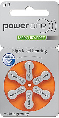 Power One Size 13 Hearing Aid Batteries P13, 2 Pack (60 Batteries)