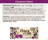 NuGO Fiber d'Lish Cinnamon Raisin, 12g High Fiber, Vegan, 150 Calories, 1.6 Ounce , 16 Count(Pack of 1)