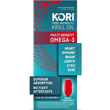 Kori Antarctic Krill Oil Omega-3 1200mg Supplement - Superior Absorption vs Fish Oil/EPA & DHA, Astaxanthin/Supports Heart, Brain, Joint, Eye, & Skin Health / 30 softgels