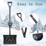 Snow Shovel, Strain-Reducing Snow Shovel with Assisted Handle, Large Capacity for Snow Removal, 53 inches Long Heavy Duty Detachable Snow Shovel with Back-Saving Fore-Grip - Black