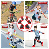 Kids Protective Gear Set Wemfg Knee Pads for Kids 7-13 Years Toddler Knee and Elbow Pads with Wrist Guards 3 in 1 for Skating Cycling Bike Rollerblading Scooter(Red)