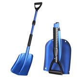 40" Collapsible Snow Shovel for Car, Emergency Snow Shovel with Ergonomic D-Grip Handle and Retractable Aluminum Handle, Portable Compact Snow Shovel for Car Trunk Snowmobiles Camping, Blue