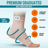 KEMFORD Ankle Compression Sleeve - 20-30mmhg Open Toe Compression Socks for Swelling, Plantar Fasciitis, Sprain, Neuropathy - Brace for Women and Men