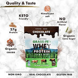 Opportuniteas Chocolate Whey Protein Powder - Grass Fed Whey Isolate + Organic Cacao + Himalayan Salt - Delicious Taste for Shakes, Smoothies, Cooking & Baking Recipes - Gluten Free & Non GMO - 1 lb