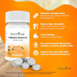 NutritiPure Chewable Iron 65 mg with Vitamin C 270 mg - Tablet in Orange Flavor 60 Count x 2 Bottles (Twin Pack)