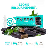 No Cow Chocolate Dipped Protein Bars, 20g Plant Based Vegan Protein, Keto Friendly, Low Sugar, Low Carb, Low Calorie, Gluten Free, Naturally Sweetened, Dairy Free, Non GMO, Kosher, Chocolate Mint Cookie, 12 Pack