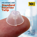 MEDca Hearing Aid Standard Receiver Tulip Domes Compatible with GN Resound Sure Fit - 20-Pcs Universal Invisible Tip Replacement Ear Domes for BTE PSAP Hearing Amplifiers and Open Fit Models, Clear