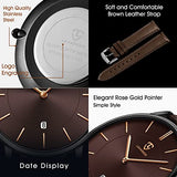 BEN NEVIS Watch, Mens Watch,Minimalist Fashion Simple Wrist Watch Analog Date with Leather Strap Orange Blue