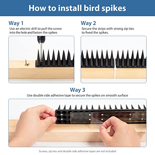 Bird Spikes, 20 Pack Bird Squirrel Raccoon Pigeon Cat Animal Deterrent Spikes for Outside Anti Bird Defender Spikes Outdoor to Keep Birds Away