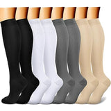 CHARMKING Compression Socks for Women & Men (8 Pairs) 15-20 mmHg Graduated Copper Support Socks are Best for Pregnant, Nurses - Boost Performance, Circulation, Knee High & Wide Calf (L/XL, Multi 52)