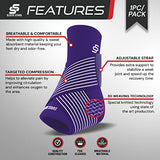 Sleeve Stars Ankle Brace for Plantar Fasciitis Relief, Ankle Wrap & Ankle Brace for Women & Men w/ Ankle Support Strap for Sprained Ankle & Heel Protectors Sleeve, Heel Brace for Heel Pain (Single/Dark Purple)