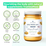 TrueSeaMoss Wildcrafted Irish Sea Moss Gel –7 Flavors- Nutritious Organic Raw Seamoss Rich in Minerals, Proteins & Vitamins – Antioxidant Health Supplement, Vegan Made in USA (Mango/Pineapple, 3)
