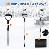 Ergonomic Large Snow Shovel for Driveway: 52-Inch Snow Shovel for Snow Removal Lightweight Portable Plastic Aluminum Blade Shovel for Garden, Car, Camping