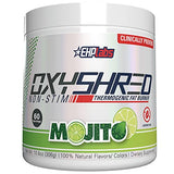 EHPlabs OxyShred Non Stimulant Thermogenic Pre Workout Powder & Shredding Supplement - Pre Workout Powder with L Glutamine & Acetyl L Carnitine, Energy Boost Drink - Mojito, 60 Servings