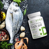 Omega 3 Fish Oil Supplements, 3,000mg Per Serving, 240 Softgels – EPA 1,200mg + DHA 900mg – Burpless Pills, Lemon Flavored, Wild Caught – Brain & Heart Support – Mercury Free, Non-GMO