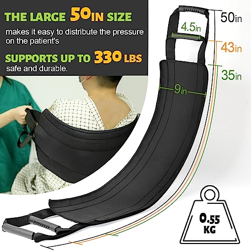 UKBOO Transfer Sling-50Inch Non-Slip Gait Belt with Padded Handles-gait Belts for Seniors-Mobility aids-Hoyer Lift