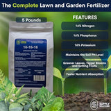Supply Solutions 16-16-16 Complete Lawn & Garden All Purpose Granular Fertilizer - The Ultimate Plant Food for Lush Greenery & Vibrant Blooms - for All Plants, Vegetables, Fruits, and Berries - 5lbs