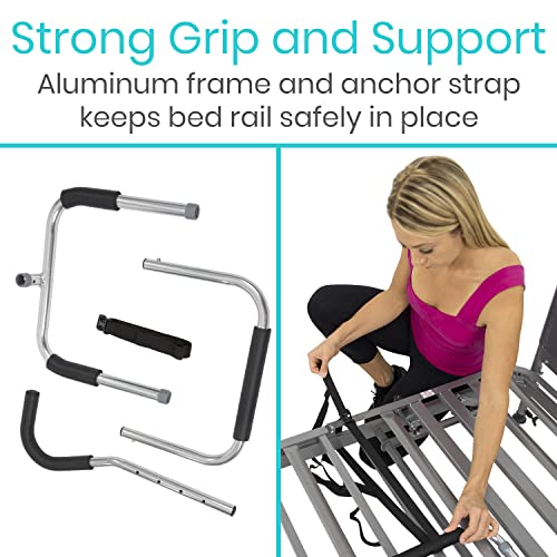 Vive Bed Rail Cane - Stand Assist Bar - Adjustable Height Bedside Safety Handrail - Mobility Aid Guard Device for Elderly Adult - Bed Pull Up Assist - Bedrail Grab Bar for Seniors and Surgery Recovery