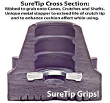 SureTip Gray Crutch Tips & Cane Tip (Pair of 2) – 1 Size Fits All 3/4" 7/8” Inch - Extreme Grip Heavy Duty Crutches Shafts Longest Lasting High Performance Rubber Non-Slip Grey