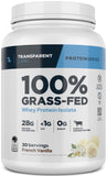 Transparent Labs Grass-Fed Whey Protein Isolate - Naturally Flavored, Gluten Free Whey Protein Powder with 28g of Protein per - 30 Servings, French Vanilla
