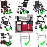 Wheelchair Side Organizer Storage Bag Armrest Pouch with Cup Holder and Reflective Stripe Use Waterproof Fabric, for Most Wheelchairs, Walkers or Rollators (Red)
