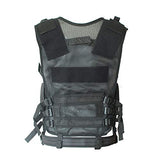 Black Tactical Vest with Holster Adjustable Waist for Combat Airsoft Paintball Training Adults Men Size XX-Large-3X-Large