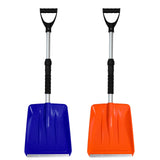 Kids Snow Shovel with D-Grip Handle, Durable Aluminum Blade, Toddler Snow Shovel for Car Trunk, Emergencies, Driveways, and Car Snow Removal. (Age 3+, 2 Packs) (Blue+Orange)