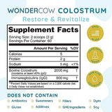 WONDERCOW Colostrum Powder Supplement for Gut Health, Immune Support, Muscle Recovery & Wellness | 40% IgG Highly Concentrated Pure Bovine Colostrum Superfood, Gluten Free, Unflavored, 60 Servings