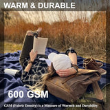 EKTOS 100% Wool Blankets, 66" x 90", Heavy Wool Blanket, Camping Blankets for Sleeping (Navy, Twin Size)