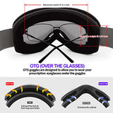 Supertrip Snow Ski Goggles Anti-Fog 100% UV Protection Snowboard Skiing Goggles (Black Frame/Gray Lens (vlt 10%))