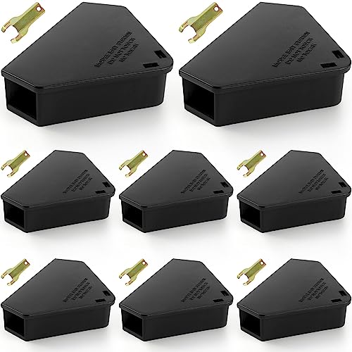 8 Pack Mouse Bait Stations with 8 Keys, Outdoor Rodent Box Station for Mice Small Rats, Mouse Traps Opens Easily with Key, Kids and Pets Safe