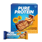 Pure Protein Bars, High Protein, Nutritious Snacks to Support Energy, Low Sugar, Gluten Free, Chocolate Peanut Butter, 1.76oz, 12 Count (Packaging May Vary)