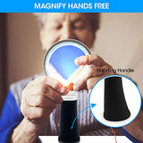 MagniPros See Things Differently Extra Large 10X Magnifying Glass with Detachable Lenses- 3 Color Modes with Self-Standing Non-Slip Ergonomic Handle for Hobbyists, AMD, Reading Fine Print, Seniors