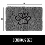 Gorilla Grip Soak Stopper Absorbent Indoor Chenille Doormat, 36x24, Muddy Dog Washable Mat, Quick Dry Soft Microfiber, Durable Rubber Backing, Absorbs Water and Moisture, Door Mat for Entry, Gray