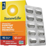 Renew Life Everyday Go-Pack Probiotic Capsules, Daily Supplement Supports Urinary, Digestive and Immune Health, L. Rhamnosus GG, Dairy, Soy and gluten-free, 15 Billion CFU, 30 Count