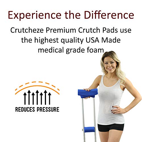 Crutcheze Premium USA Made Crutch Pad and Hand Grip Covers | Comfortable Underarm Padding Washable Breathable Moisture Wicking Orthopedic Products Accessories (Blue)