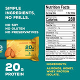 Rise Whey Protein Bars - Almond Honey | Healthy Breakfast Bar & Protein Snacks, 20g Protein, 4g Fiber, Just 3 Whole Food Ingredients, Non-GMO Healthy Snacks, Gluten-Free, Soy Free Bar, 12 Pack